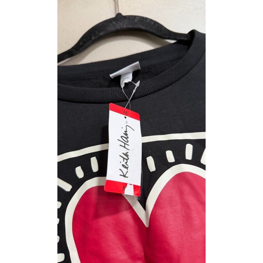Keith Haring Womens 2 PC Lounge Set Black NWT Jogger Medium Sleepwear Fleece - Picture 4 of 5